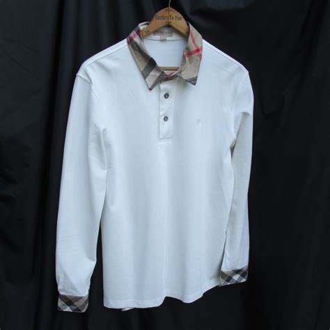 burberry long sleeve polo white|burberry black long sleeve shirt.